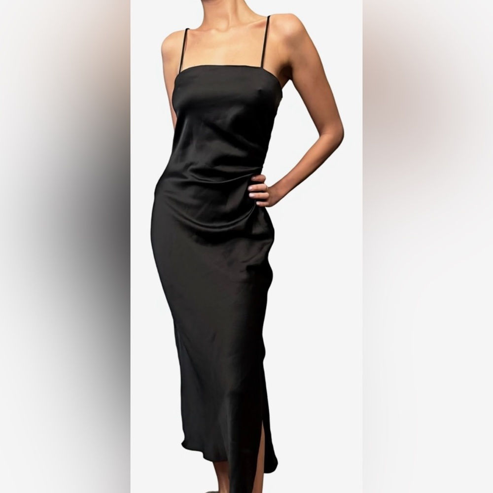 Zara Black Backless Satin Effect Strappy mini dress